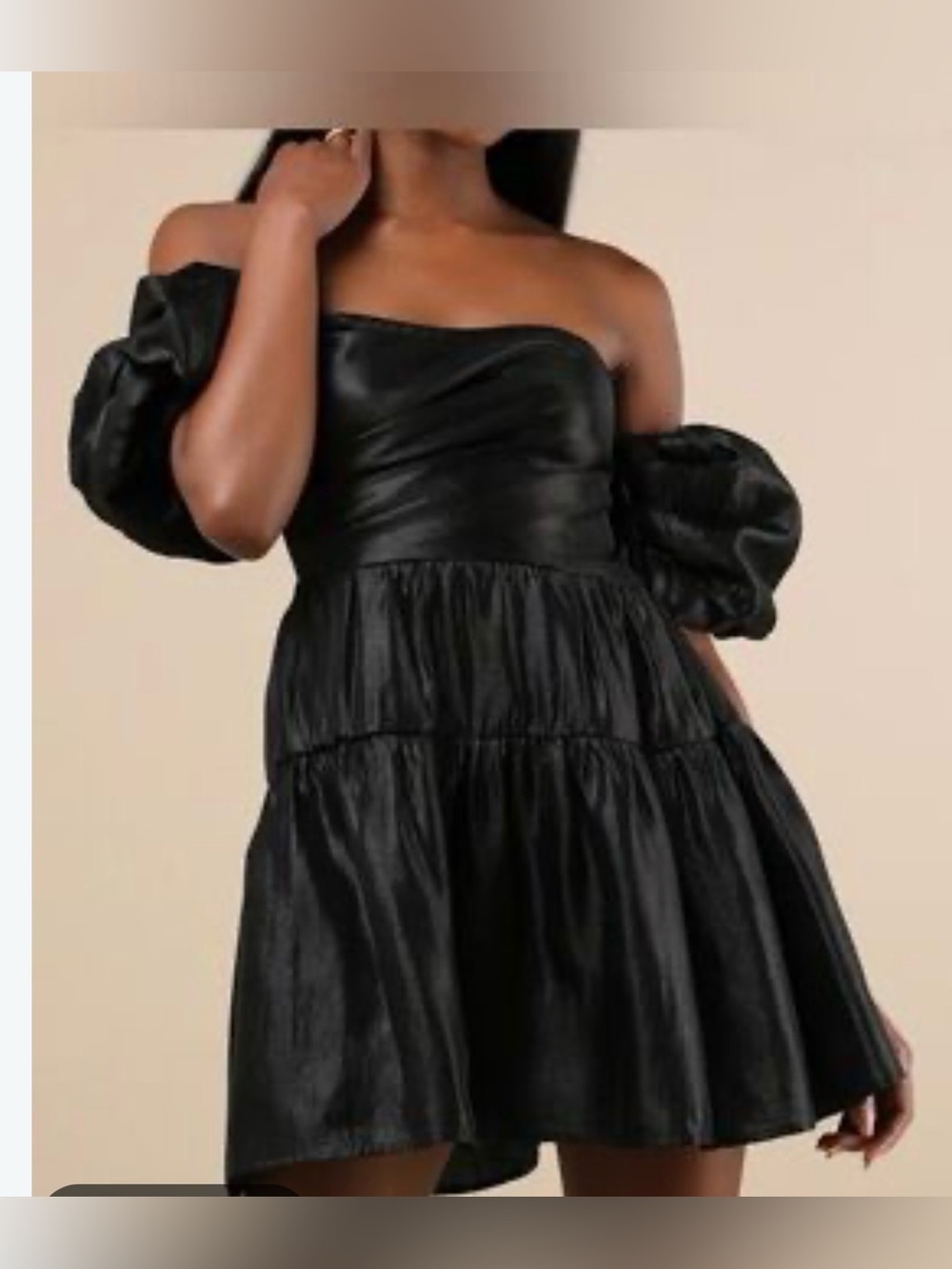 Lulus Puff-Sleeve Mini Dress in Black